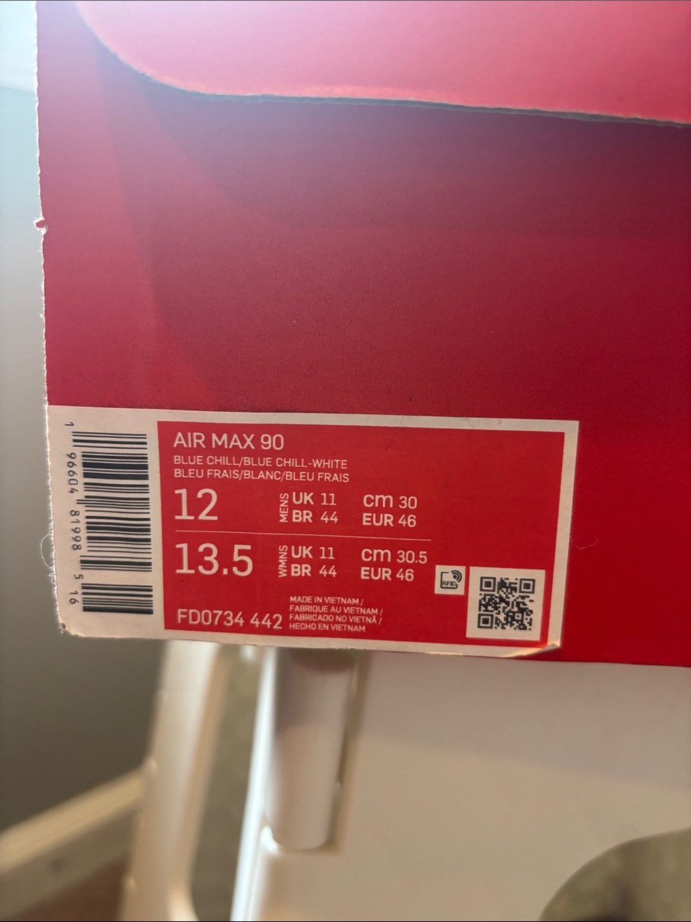 Nike Air Max 90 - Blue Chill/White (Size 12/13.5)